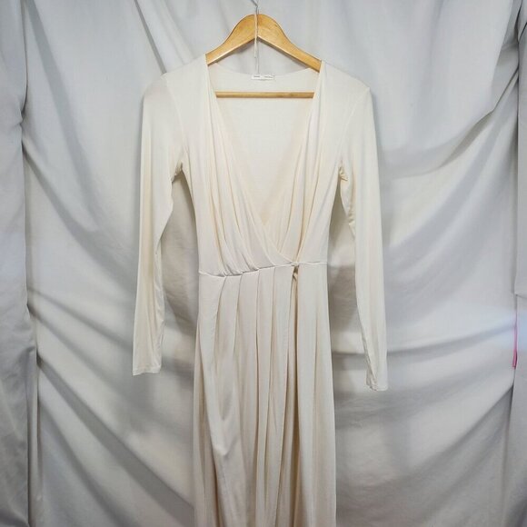 Good American GDK0038 White Long Sleeve Wrap Dress Midi Length SZ 1 (C-9) - Picture 2 of 11
